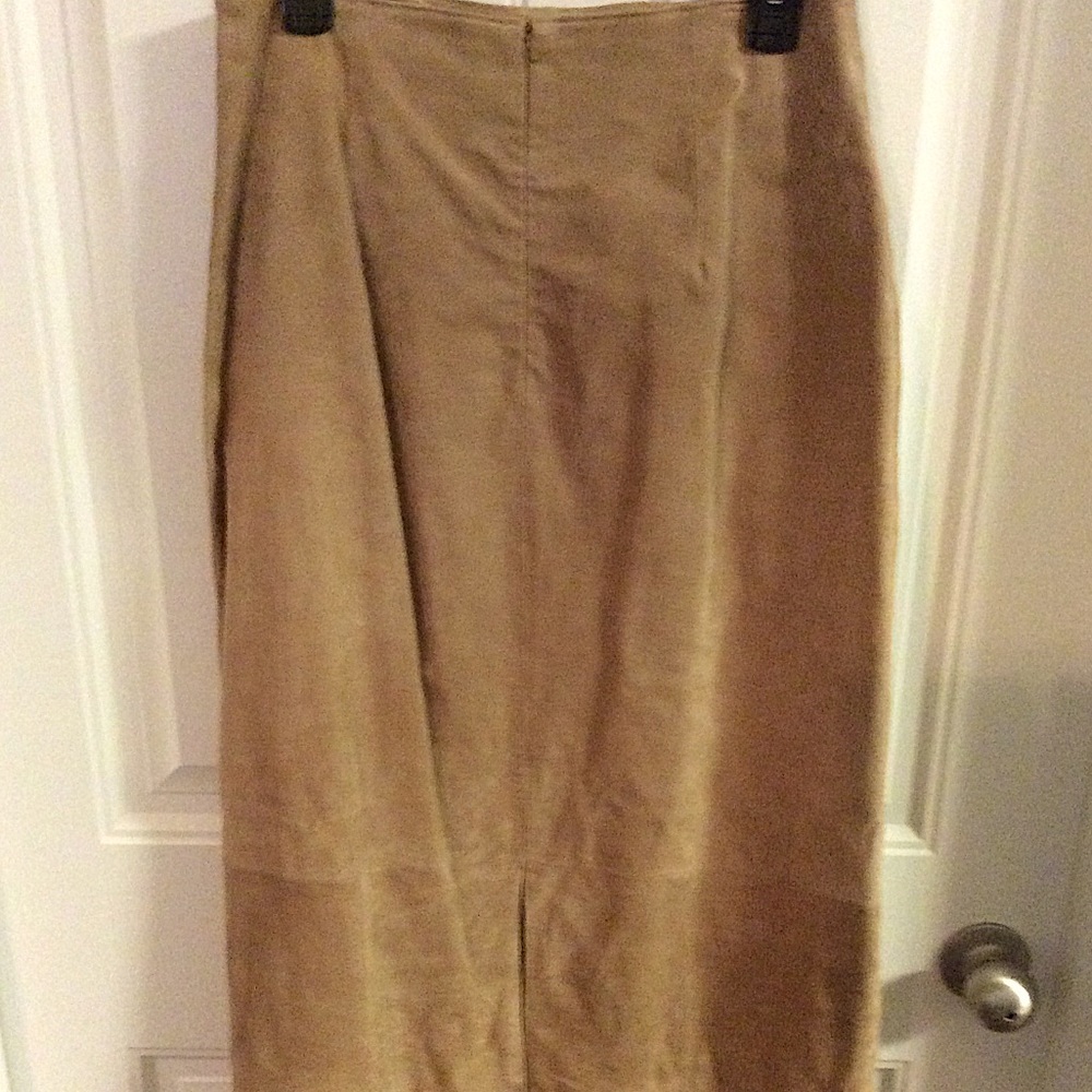Tan leather skirt
